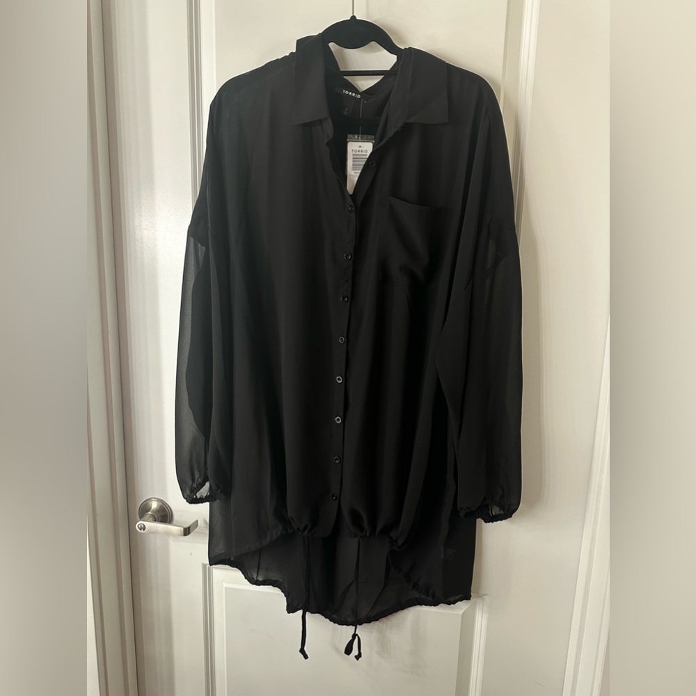 Torrid sheer button up blouse